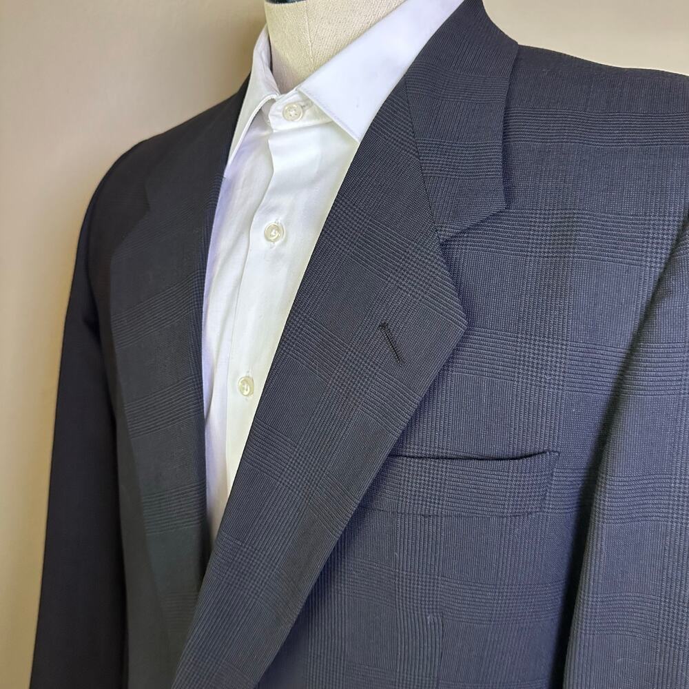 Profilo Sport Coat 42L Charcoal Glen Plaid 1 Vent 2 button Virgin wool - Picture 5 of 9